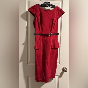 Sophisticated Red Dress with Belt
